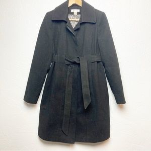 Motherhood Maternity Warm Knee Length Coat Button Up Waist Tie winter